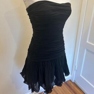 Flavio Castellani Silk Drop Waist Ruffle Strapless Made in Italy Dress Size 4